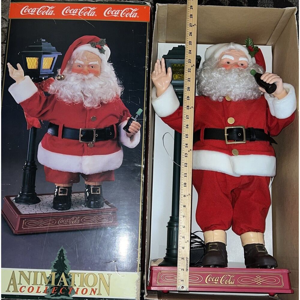 Coca Cola Christmas Animation Collection Santa with Lightpost Fourth Series 1995